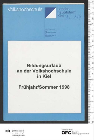 Programm für Bildungsurlaub 2. Semester 1997/1998