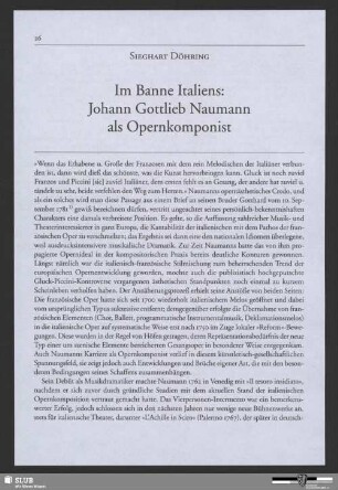Im Banne Italiens: Johann Gottlieb Naumann als Opernkomponist
