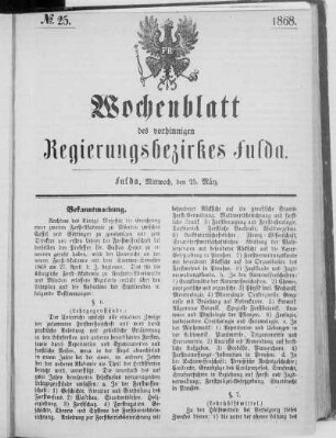 No. 25., Ausgabe vom 25. März 1868