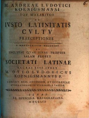 De iusto Latinitatis cultu praeceptiones