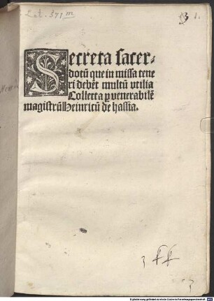 Secreta sacerdotu[m] que in missa teneri debe[n]t multu[m] vtilia
