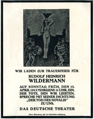 Einladung zur Trauerfeier für Rudolf Heinrich Wildermann