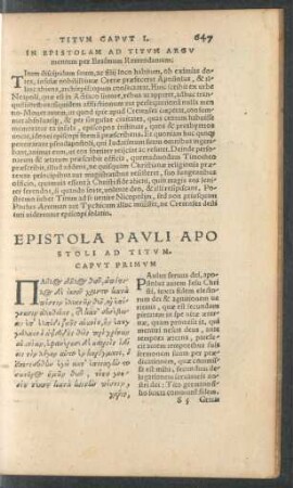 In Epistolam Ad Titum Argumentum ...