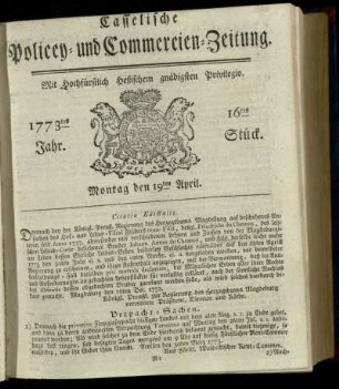 16tes Stueck, Montag den 19ten April 1773
