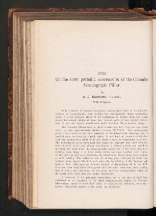 XVIII. On the slow periodic movements of the Colombo Seismograph Pillar