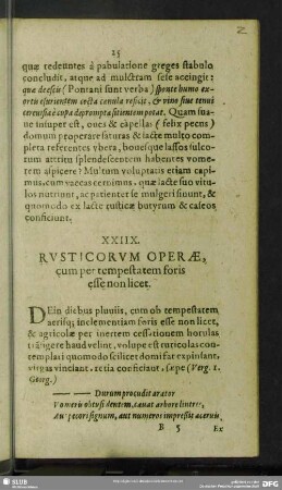 XXIIX. Rusticourm Operae, cum per tempestatem foris esse non licet