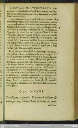 Cap. XXXVI. De actione l. Aquiliae. Et primo de actione de pastu pecoris, & de actione de pauperis, item actione noxali, & in factum praetoris, de his, qui deiecerunt, vel effuderunt