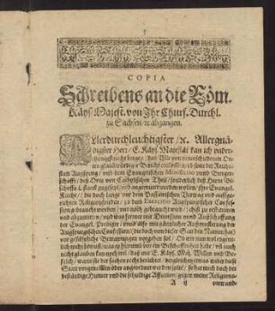 3-7, Copia Schreibens an die Röm. Kays. Majest. ...