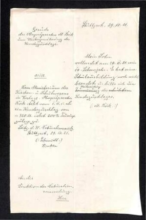 Gesuch des Oberpräparators Böck um Weitergewährung des Kinderzuschlags