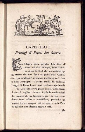 Capitolo I. Principi di Roma. Sue Guerre.