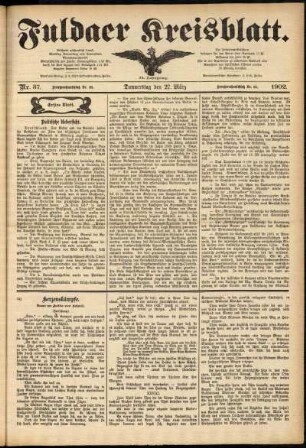 Erste Ausgabe vom Donnerstag, den 27. März 1902.