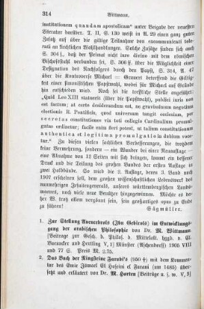 314-319 [Rezension] Wittmann, Michael, Zur Stellung Avencebrol's (Ibn Gebirol's) im Entwicklungsgang der arabischen Philosophie