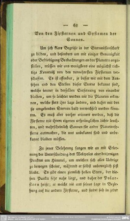 Von den Fixsternen und Systemen der Sonnen