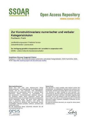 Zur Konstruktinvarianz numerischer und verbaler Kategorialskalen