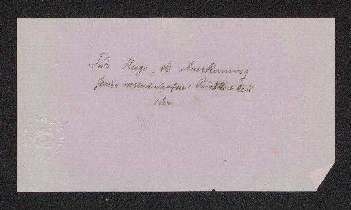 [Zwei Kurznachrichten vermutlich als Beilage zu Übersendungen an Hugo Lamprecht]