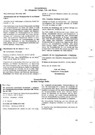 Literaturhinweise des volkseigenen Verlages Volk und Wissen