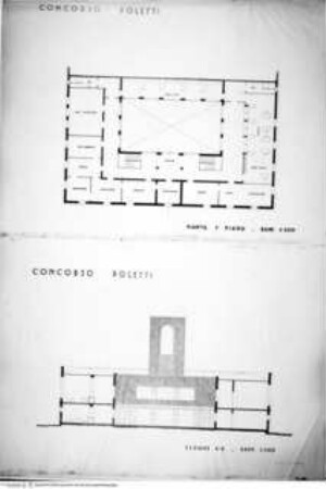 Grundriss des 1. Obergeschosses und Schnitt