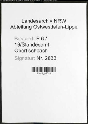 Sterberegister Standesamt Oberfischbach