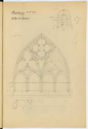 Kerner (Beinhaus), Marburg: Fenster (aus: Skizzen- und Fotoalbum 2)