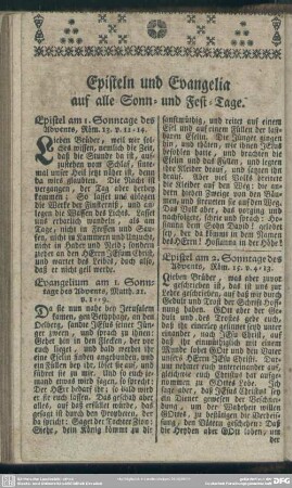 Episteln und Evangelia auf alle Sonn- und Fest-Tage