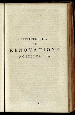 Exercitatio IV. De Renovatione Nobilitatis.