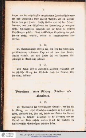 Verwaltung, deren Bildung, Attribute und Functionen