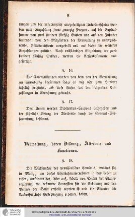 Verwaltung, deren Bildung, Attribute und Functionen