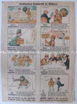 Bilderbogen mit rückseitigem Propagandatext der SPD zur Landtagswahl in Preußen 1932