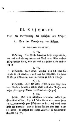 III. Abschnitt. Von der Berechnung der Flächen und Körper.