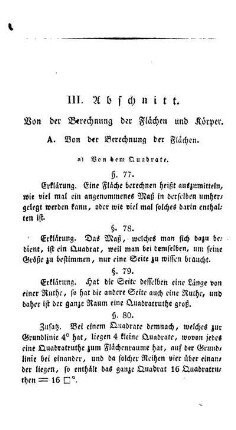 III. Abschnitt. Von der Berechnung der Flächen und Körper.
