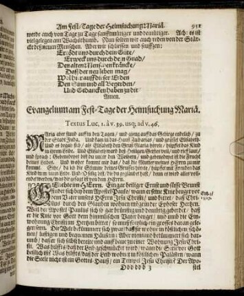 Evangelium am Fest-Tage der Heimsuchung Mariä.