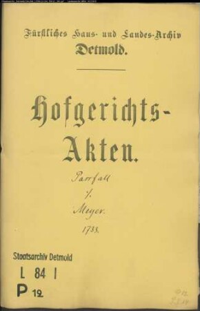 Passevalscher Kinder Vormunde zu Salzuflen gegen die Brüder Johann und Michael Meyer zu Detmold - Schuldforderung