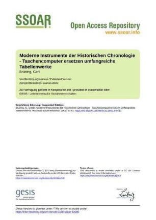 Moderne Instrumente der Historischen Chronologie - Taschencomputer ersetzen umfangreiche Tabellenwerke