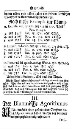 III. Der Binomische Agorithmus