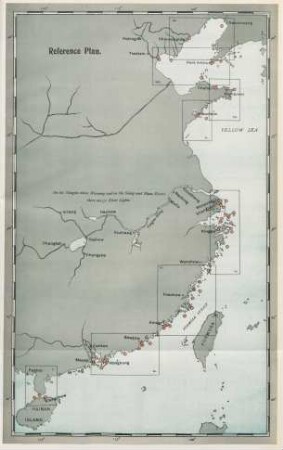[Chart of China coast, showing position of lights and limits of customs districts]. Reference plan