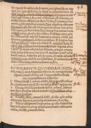 Summarium Quoddam Indicium, erorumque circa singulos numeros in utroque libello aguntur ...
