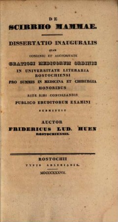 De scirrho mammae : diss. inaug.