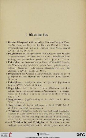 Arbeiten aus Glas (Nr. 1-46)