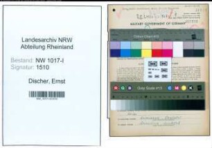 Entnazifizierung Ernst Discher , geb. 30.05.1901 (Fabrikant)
