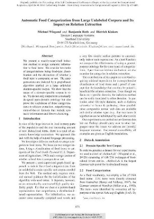 Automatic Food Categorization from Large Unlabeled Corpora and Its Impact on Relation Extraction