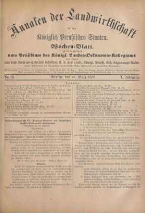 No. 12. Berlin, den 23. März 1870. X. Jahrgang.