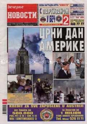 Kroatische (?) Tageszeitung "Wetschernje Novosti" zu den Terroranschlägen in den USA am 11. September 2001