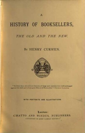 A History of booksellers, the old and the new