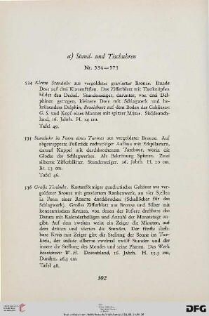 a) Stand- und Tischuhren (Nr. 534-573)