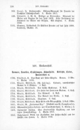 XIV. Belletristik