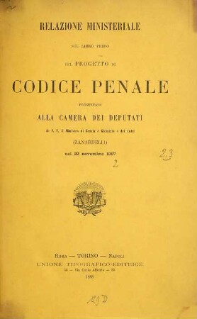 Lavori parlamentari del nuovo Codice Penale, Italiano, 2