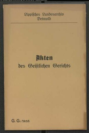 Antrag auf Ehescheidung des Einliegers Kessemeier. Einlieger Kessemeier in Berlebeck wünscht sich anderweit zu verheiraten, weil seine Ehefrau seit 5 Jahren krank ist