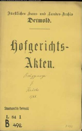 Brüggemeyer, Simon Friedrich, Kaufmann gegen Amtsrat Krücke zu Horn - Nicht vollzogene Exekution