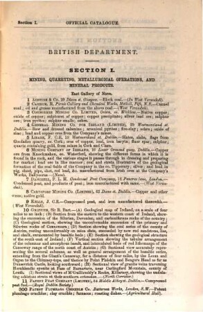 Official Catalogue : Dublin International Exhibition of Arts and Manufactures 1865. Published by the authority of the Executive Committee