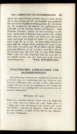 Italiänischer Liebeszauber Und Krankheitssegen.